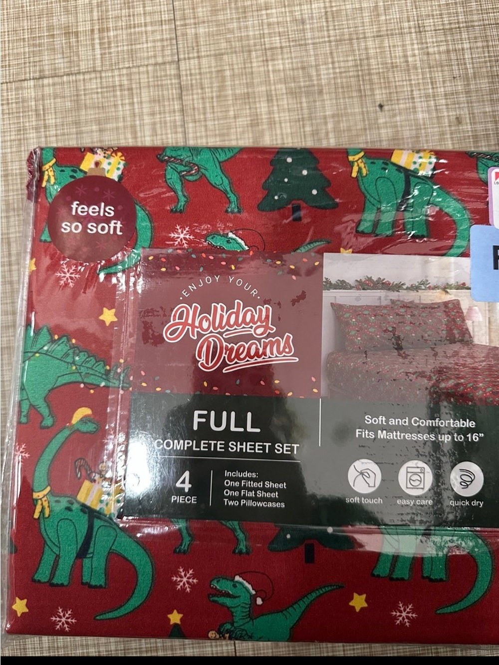Merry X-Mas Holiday Dinosaur Full Size Sheet Set